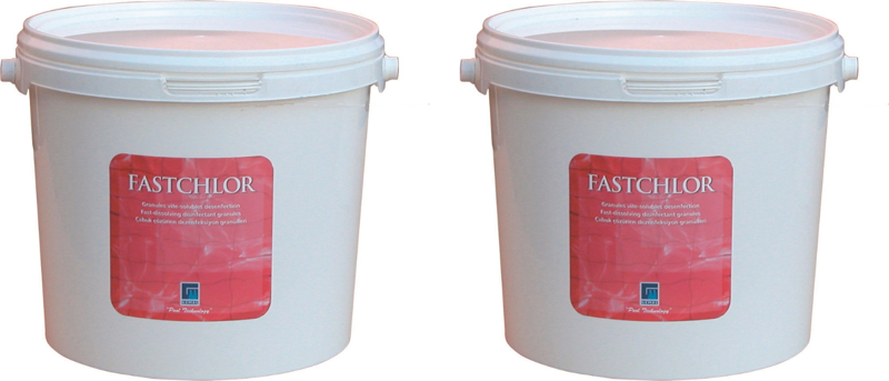 2 ADET Gemaş FASTCHLOR 10 Kg (20 KG) %56 Aktif Toz Klor Stabilize Diklor Granül - %56 Chlorine Granular-ToptancıyızBiz