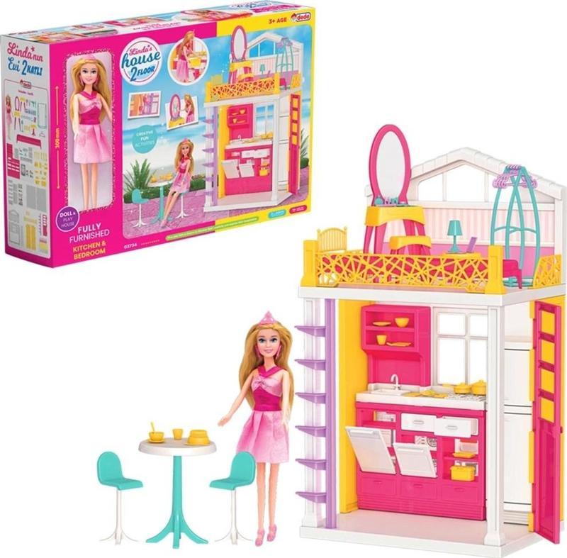 Linda'nın Evi 2 Katlı - Ev Oyuncak - Linda'nın Ev Seti - Barbie Ev Seti