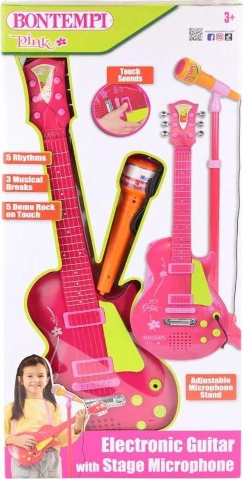 Nessiworld 45872  Elektronik Gitar Ayaklı Mikrofon Müzik Seti Pembe -Sunman