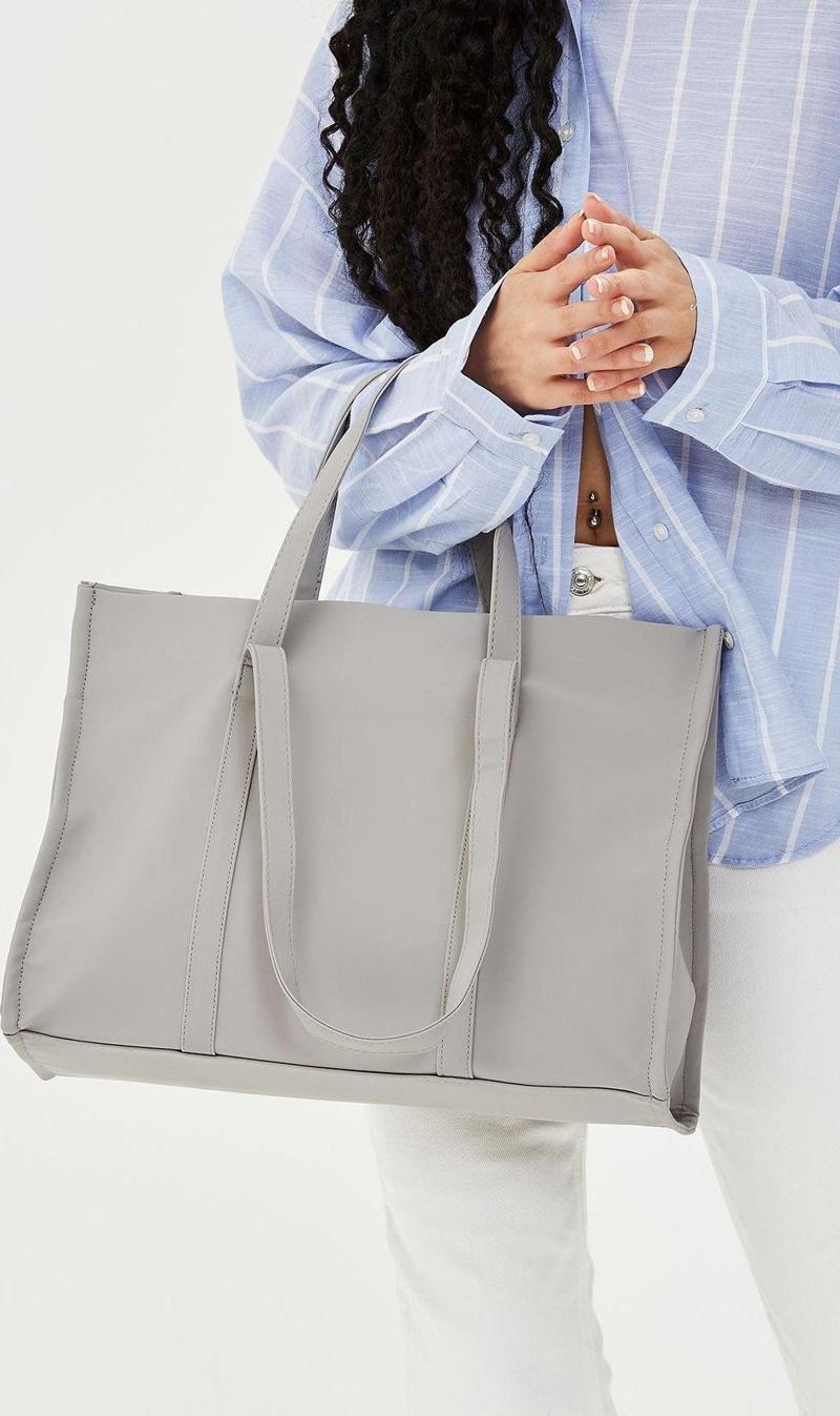 Paraşüt Kumaş Shopper Amelia Kadın Kol Çanta Açık Gri