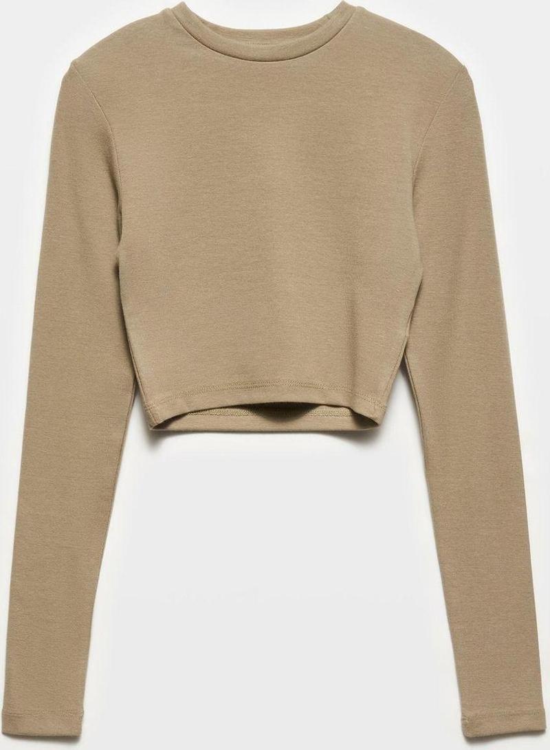 Kadın Uzun Kollu Crop Top Bluz  - 31236