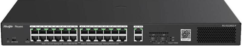 Ruijie Reyee RG-ES228GS-P 28 Port 370 W 2xSfp 2xRj45 Uplink Yönetilebilir Gigabit PoE Switch