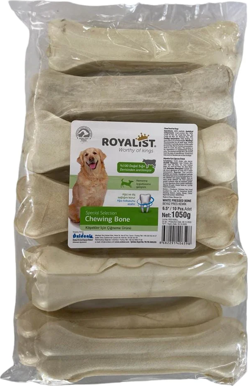 Beyaz Press Köpek Çiğneme Kemik 6,5'' (17 Cm) 10 Adet XL 1050 gr