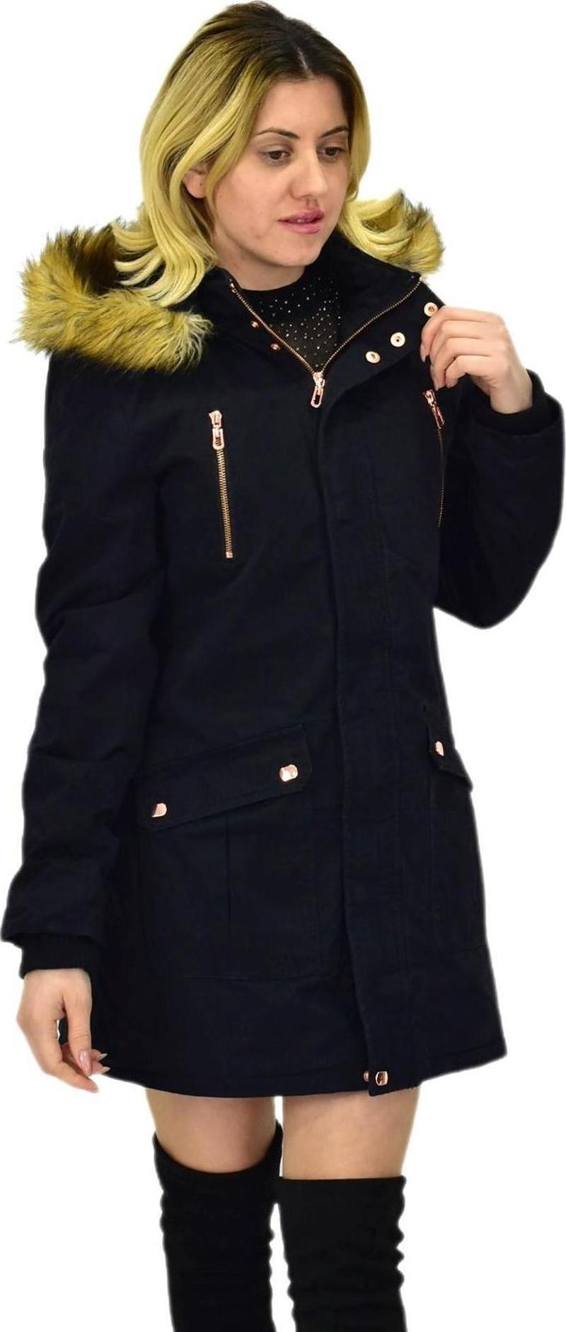 Kadın Spor Kanvas Kapüşonlu Parka M5300 BGL-ST03986