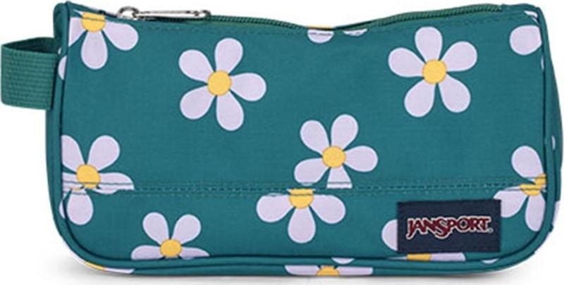 Medium Accessory Pouch Unisex Kalem Çantası Yeşil / Çiçek desenli