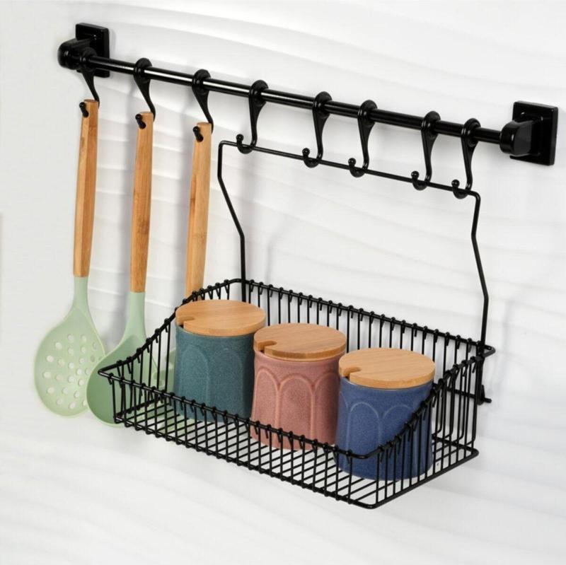 Güçlü Yapıştırma 8 Li Askı Rayı (55 Cm) 20X30 Ferforje Sepet