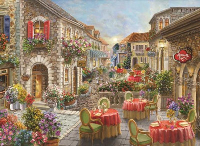 Çiçekli Kafeler Sokağı 1000 Parça Puzzle