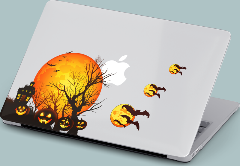 Macbook Pro (M2) Kılıf 13 inç A2251-A2686 Mirmac25 Şeffaf 360 Koruma Haloween