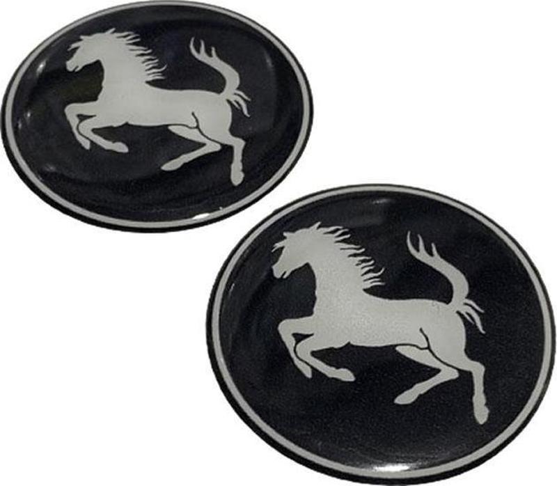 Ferrari Logo Damla Etiket Siyah Sticker 5x5cm 2 Adet
