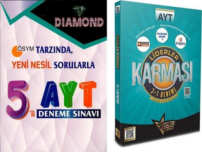Liderler Karması AYT 3 + 1 ve Gür Yayınları AYT Dıamond 5 li Deneme Seti 2 Kitap