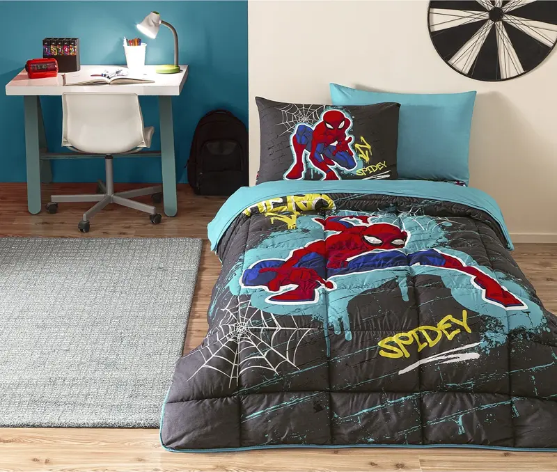 Disney Spiderman Stree Tek Kişilik Uyku Seti - Gri
