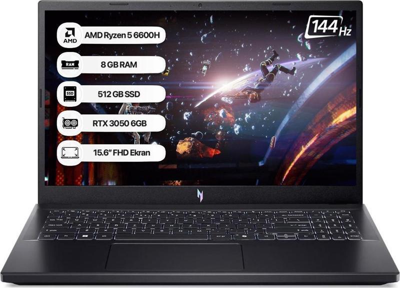 Nitro V15 NH.QSHEY.005 Ryzen5-6600H 8GB 512GB SSD RTX3050-6GB 15.6" 165Hz Freedos Taşınabilir Bilgisayar