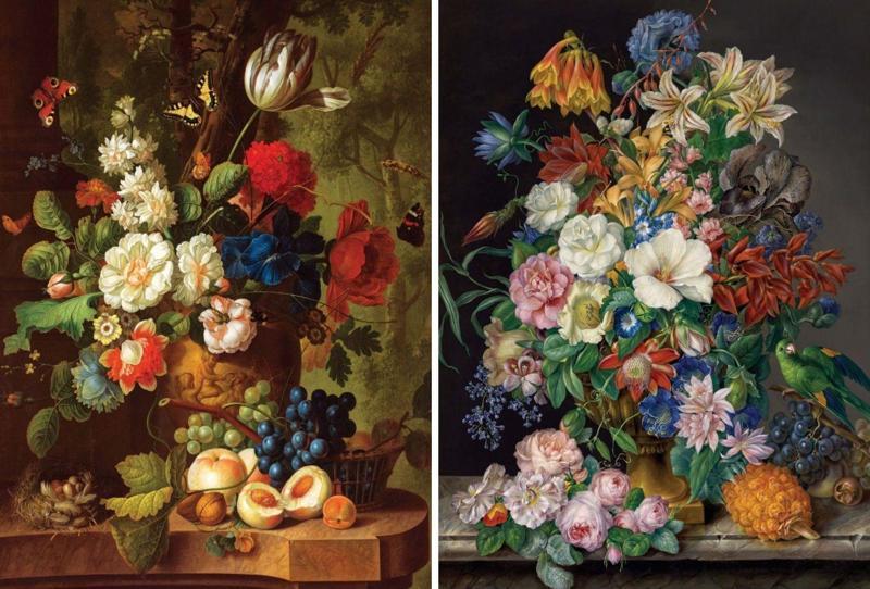 2x2000 Parça Çiçekler ve Meyveler Natürmort Puzzle Seti