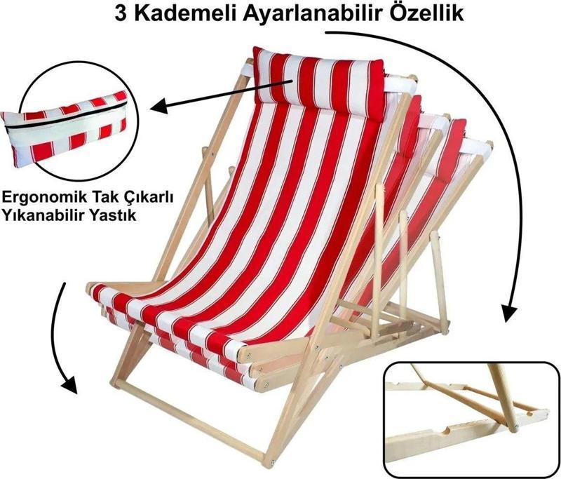 Ahşap Katlanır Şezlong Bahçe Balkon Plaj Şezlongu