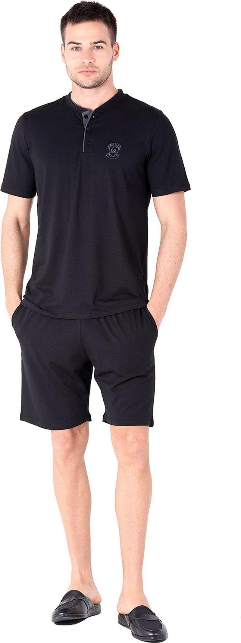 Şort Tişört Pijama Takımı Siyah