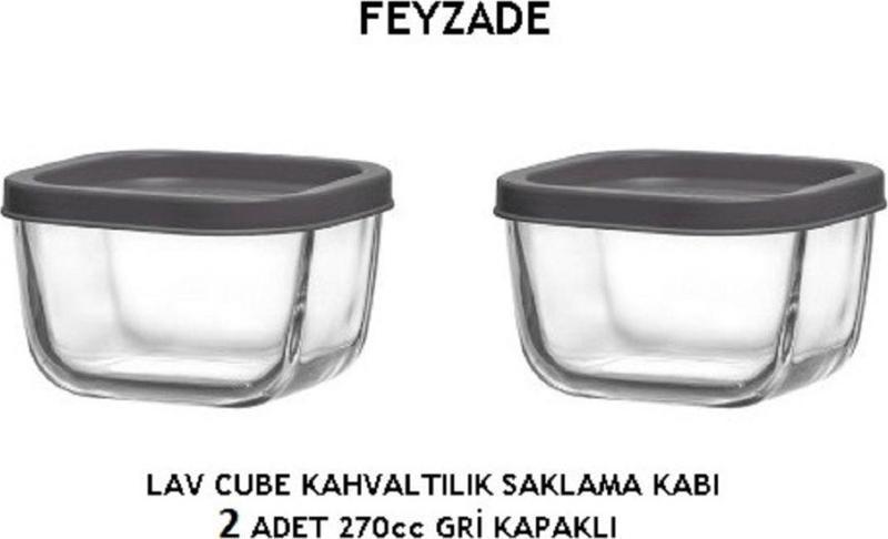 Lav Saklama Kabı Seti 2 Adet 270Cc Gri Kapaklı (Cub-225)