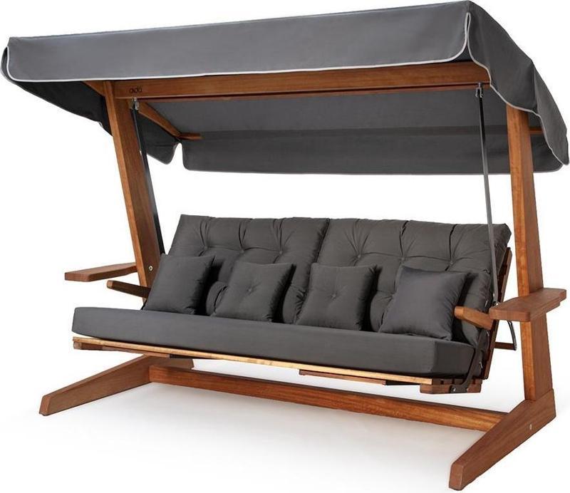 Luna Deluxe 2600 Antrasit Iroko Dört Kişilik Ahşap Bahçe Salıncağı