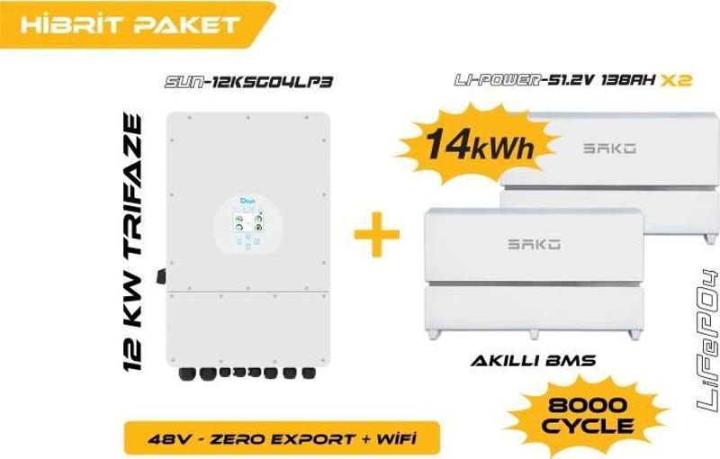 12KW On-Grid Hibrit Trifaz Paketi LV (48V)