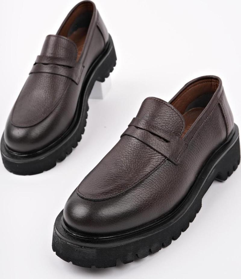 PARADİSE Hakiki Deri Kalın Taban Günlük Casual Makosen Kadın Loafer Ayakkabı