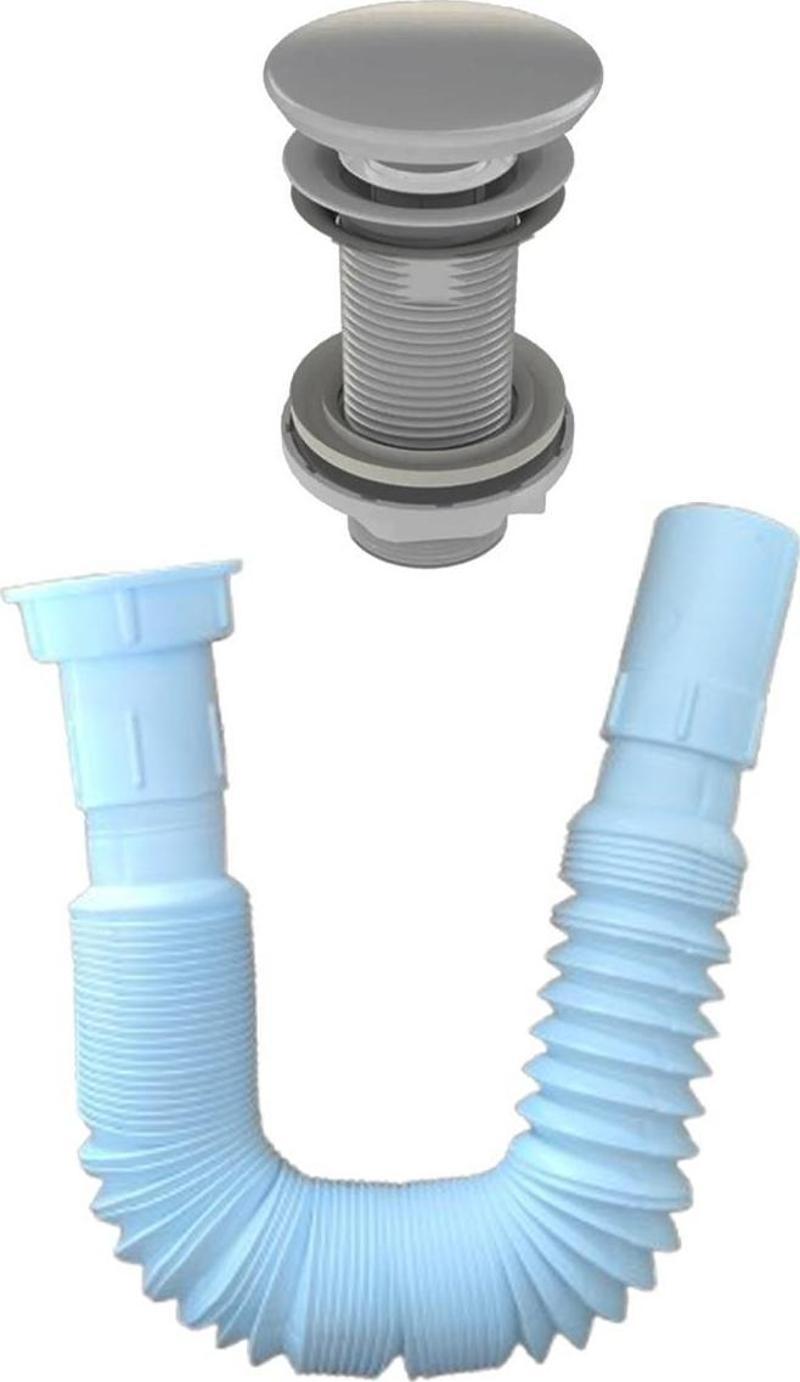 Seramik butonlu Basmalı lavabo sifon takımı Pop up lavabo başlık ve sifon takımı