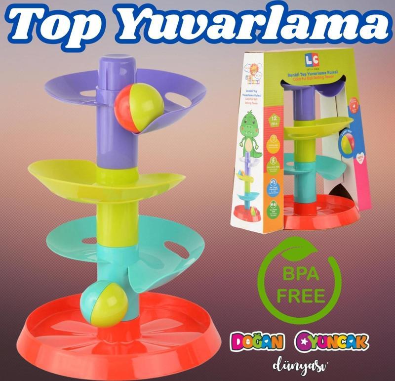 Renkli Top Yuvarlama Kulesi - Merdiven Oyunu - Kırılmaz Oyuncak - Kırılmaz Bebek Oyuncak - Top Döndü
