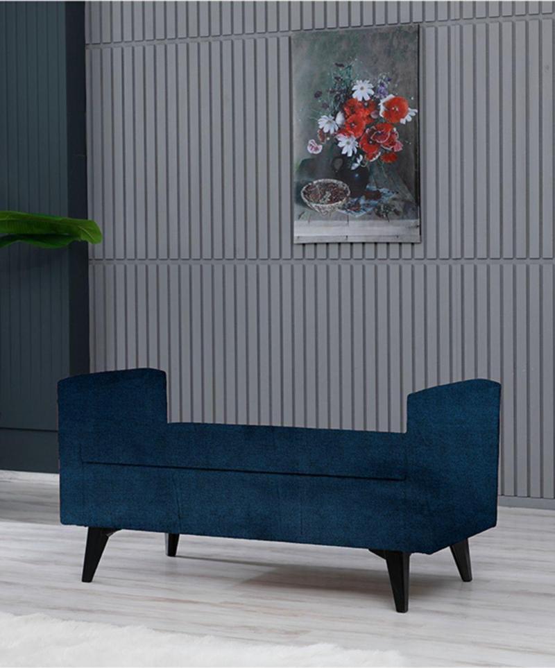 Toffet Bazalı Değiştirilebilir Kollu Süngerli Yüksek Plastik Ayaklı Puf - Bench 58x111 cm