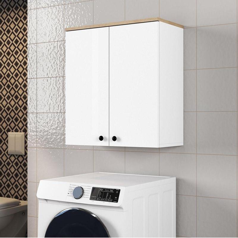 Ferniso Mobilya Banyo Dolabı 2 Kapaklı Beyaz-Ceviz