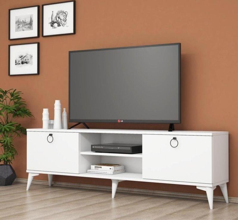 Siyah Modern Kulplu Tv Sehpası 160 Cm