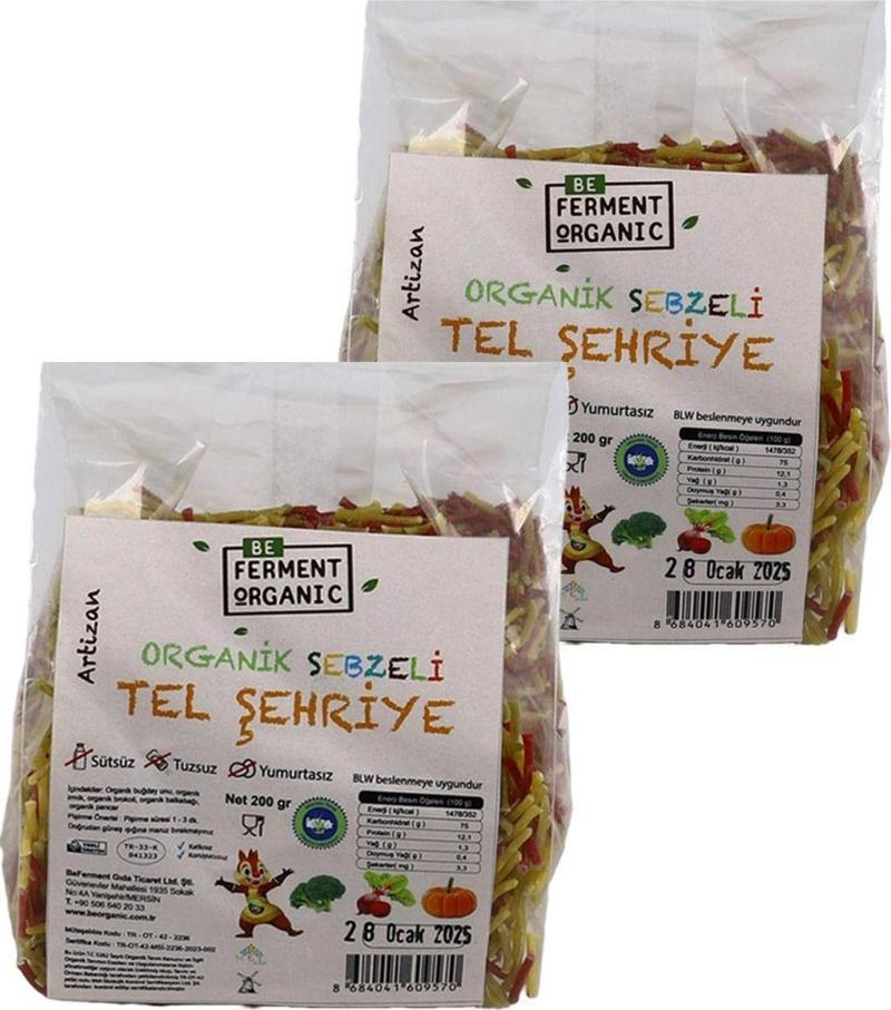 Beferment Organic Artizan Sebzeli Tel Şehriye 200 G *2 Adet