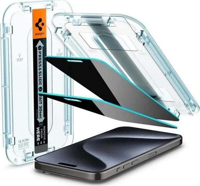 iPhone 15 Pro Temperli Gizli Cam Ekran Koruyucu - 2'li Paket