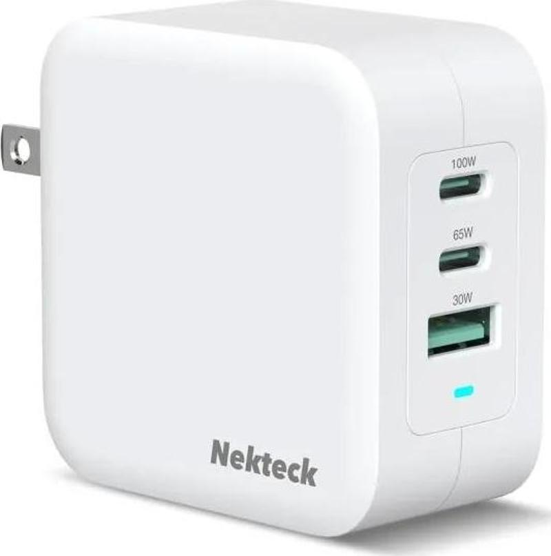 GaN Şarj Cihazı 100W USB C Şarj Cihazı 3 Bağlantı Noktalı White