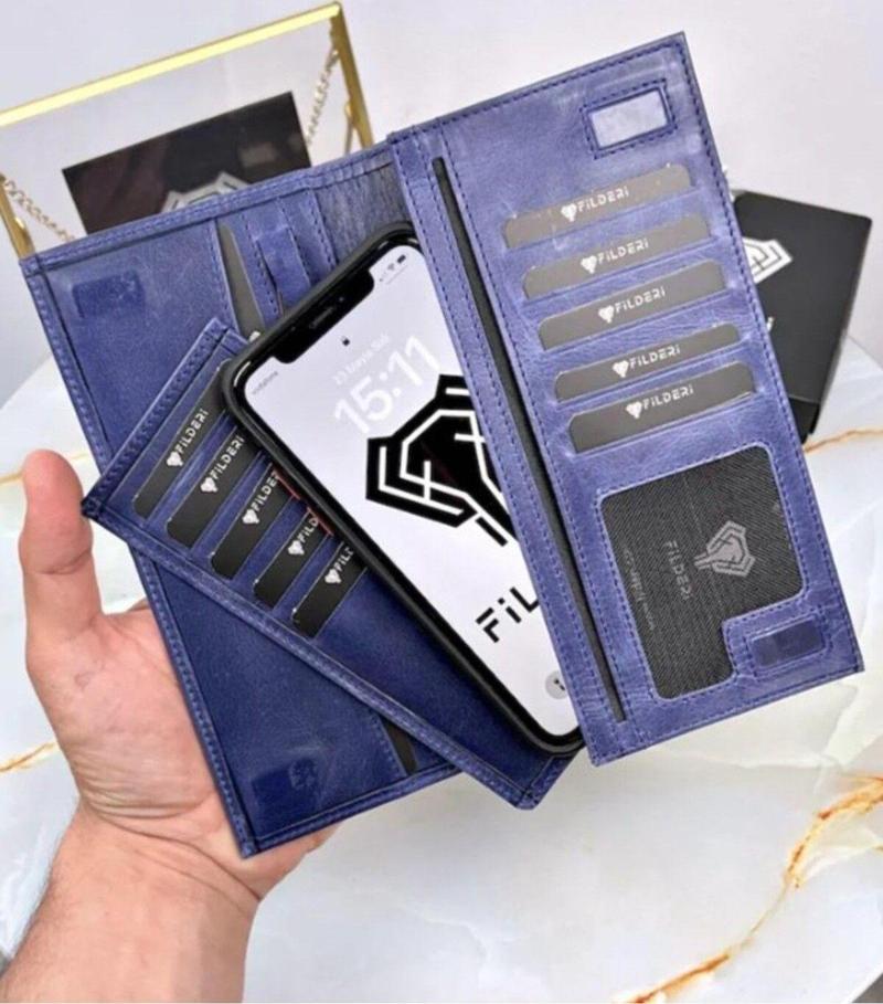 Telefon Bölmeli Mıknatıslı Çok Bölmeli Cüzdan Ve Kartlık Eskitme Deri 2047