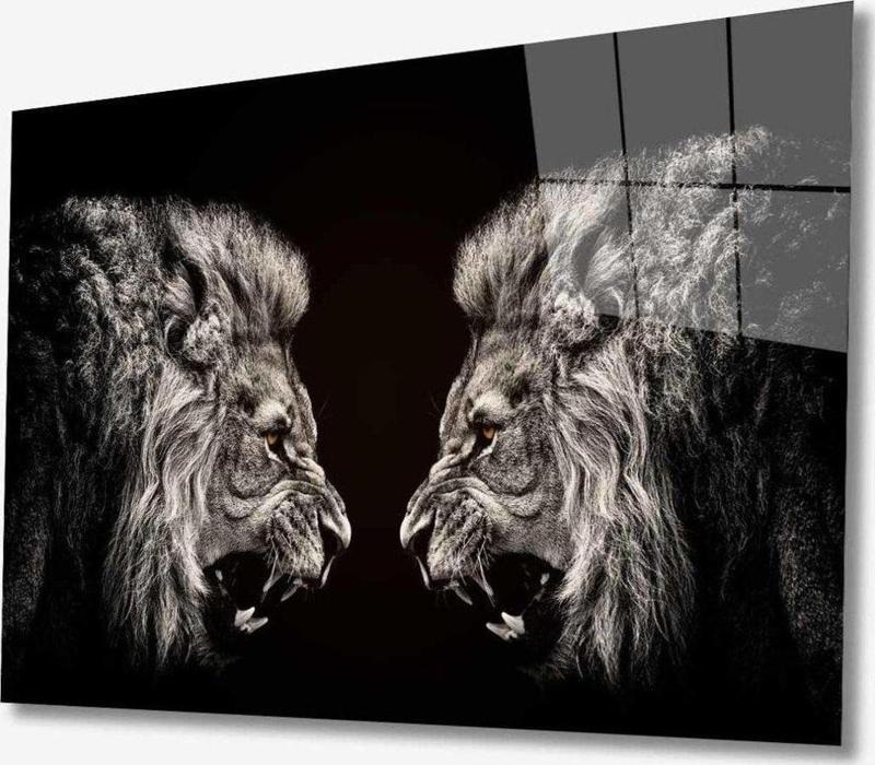 Aslan Hayvan Cam Tablo 4Mm Dayanıklı Temperli Cam