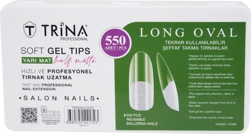 Soft Jel Takma Tırnak - Long Oval  (Yarı Mat) 550' Li - 22