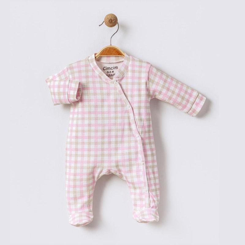 Ekose Bebek Tulum Pembe 6-9 Ay
