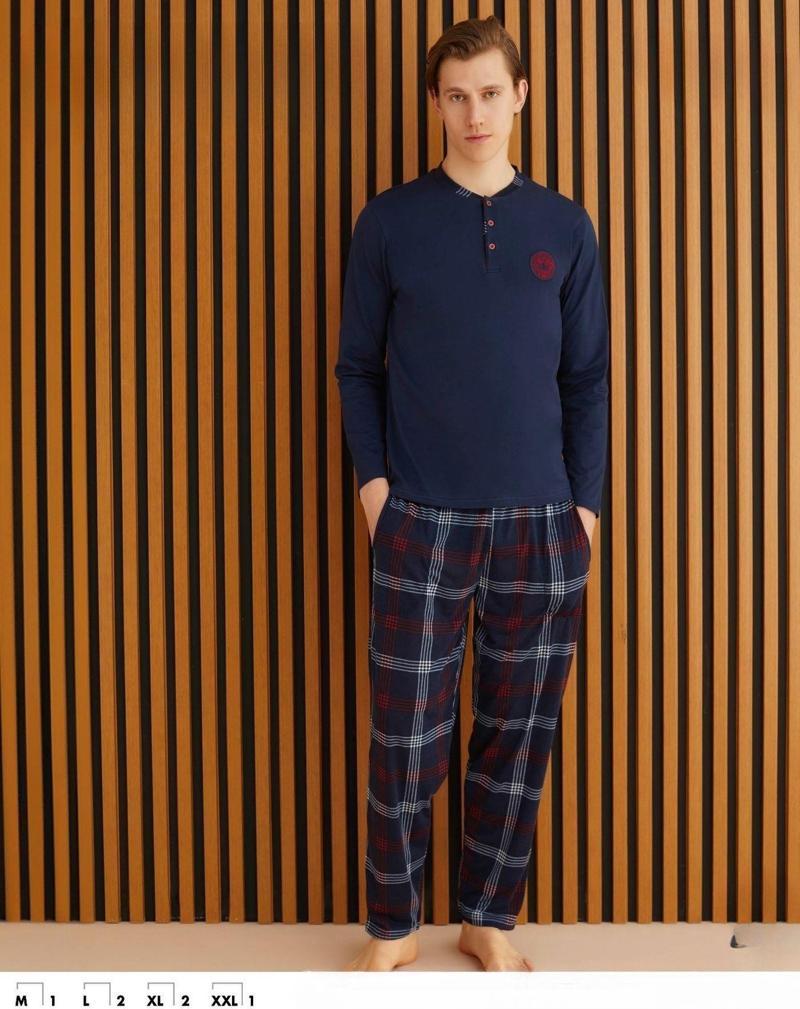 Erkek Süprem Uzun Kol İnce Pijama Takımı 6300 / 6 - 1 Adet Lacivert-L