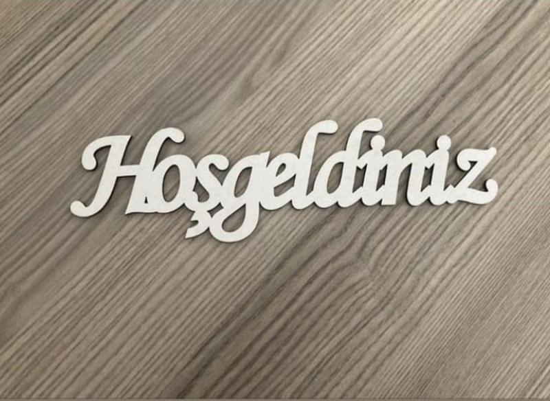 20X3 Cm Ebatlı Beyaz Ahşap Hoşgeldiniz Yazısı