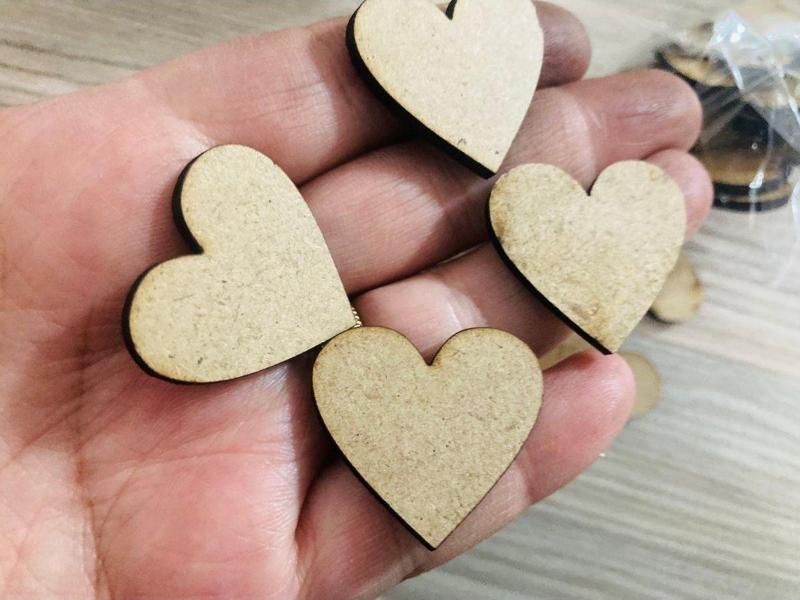 25 Adet Ahşap 3 Cm Boyanabilir Kalp Hediyelik Süsleme Ürünü Ahşap Kalp