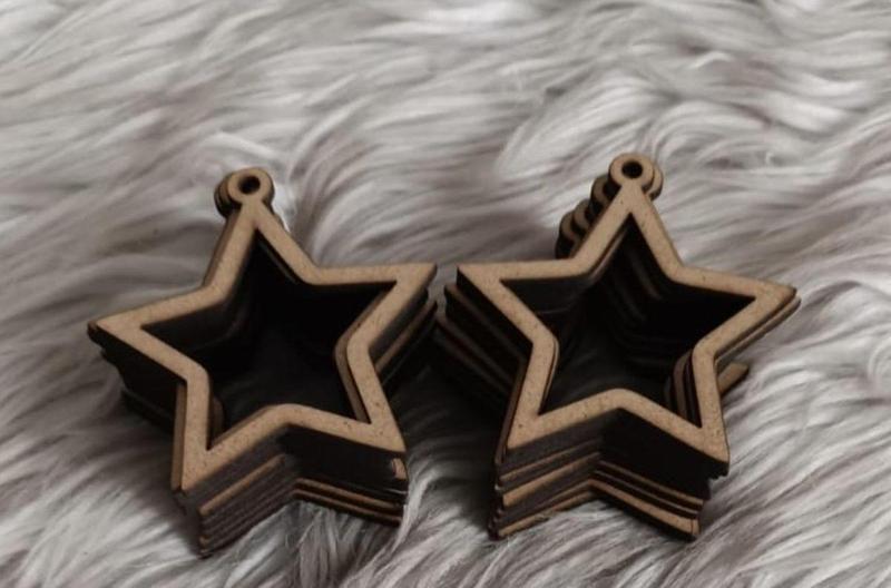 10 Adet Ham Ahşap 7 Cm Yıldız Anahtarlık İçin Yıldız Ahşap Aparatsız