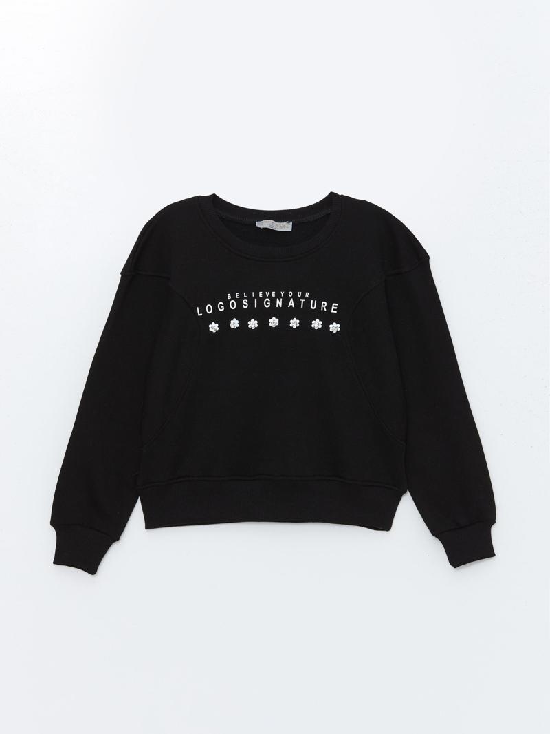 Kız Çocuk Papatya Taşlı Sweatshirt