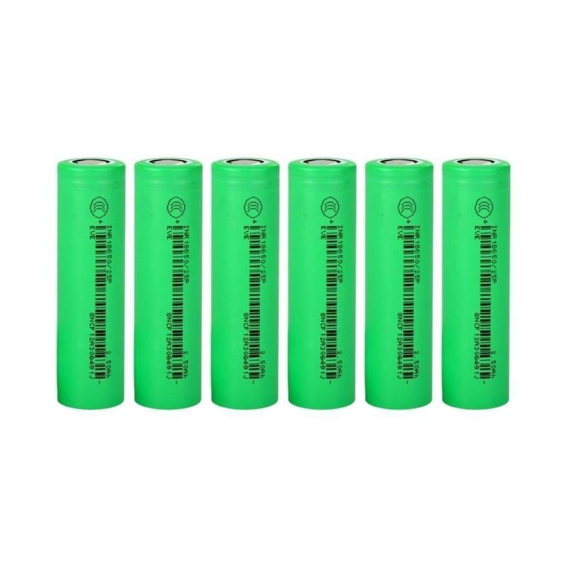 INR18650-25P - 3.7V 2500 mAh Li-ion Şarjlı Pil - 30A 6 Lı Paket