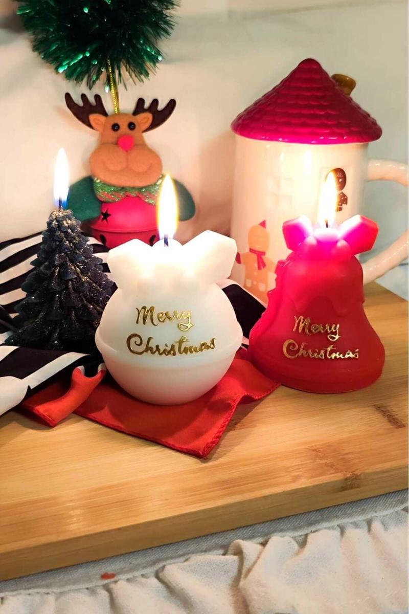 Yeni Yıl Noel Mum Yılbaşı Soya Mum | 3 Parça Süper Christmas Set |