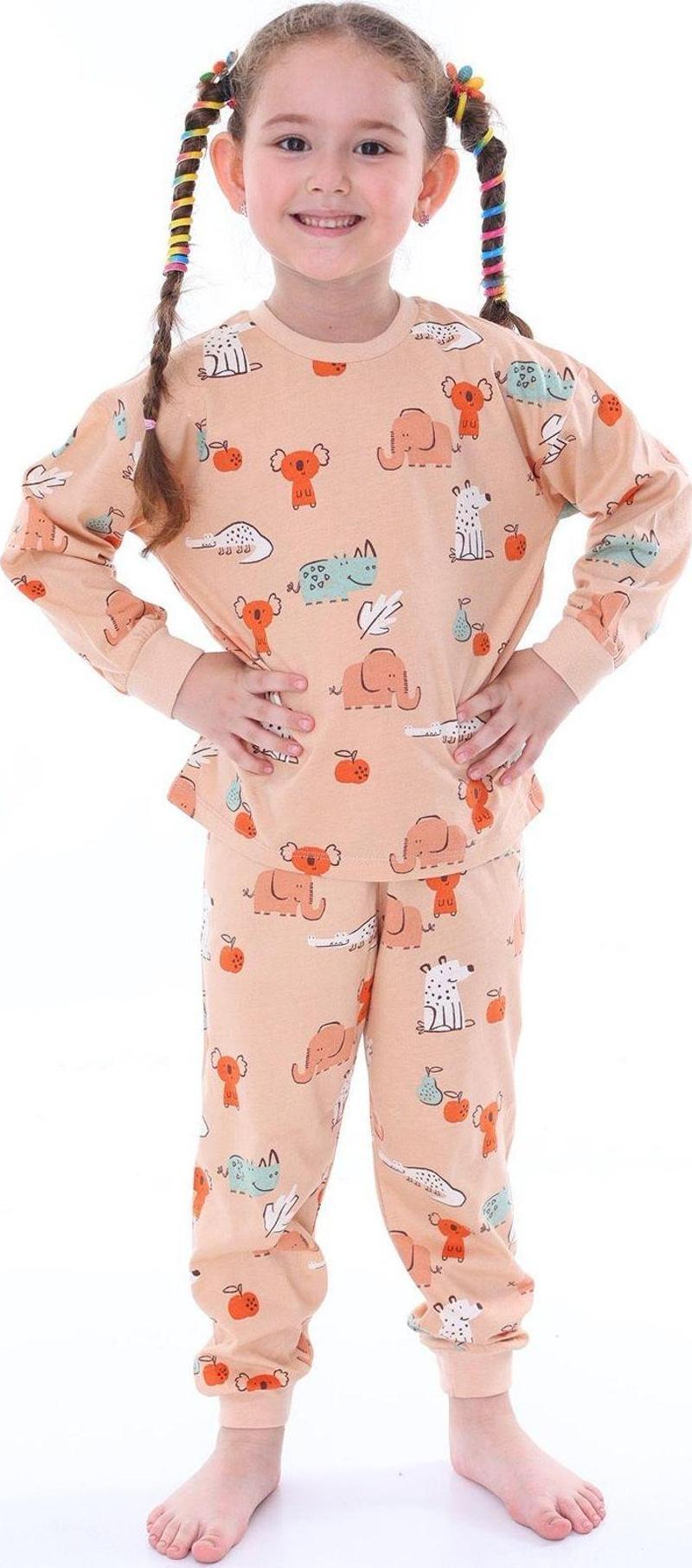 Sevimli Hayvanlar (Koala-Fil-Timsah) Unisex Yavruağzı Pijama Takımı