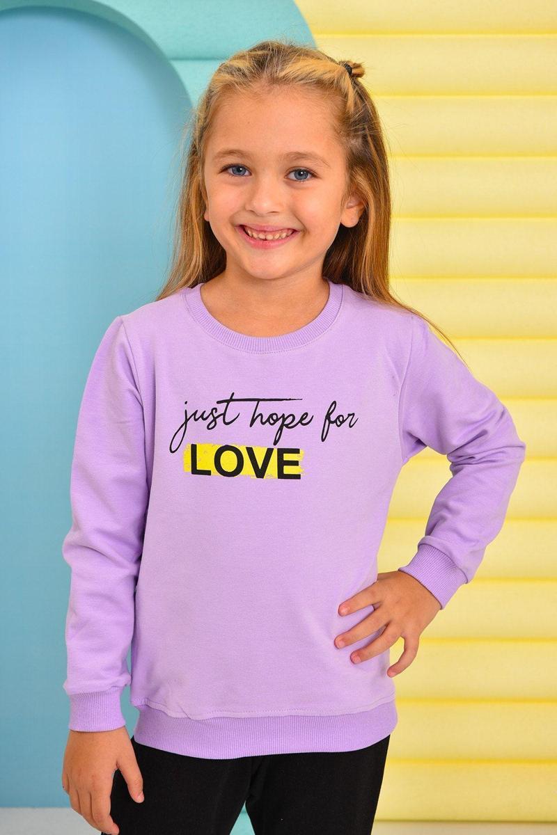 For Love Mor Kız Çocuk Sweatshirt