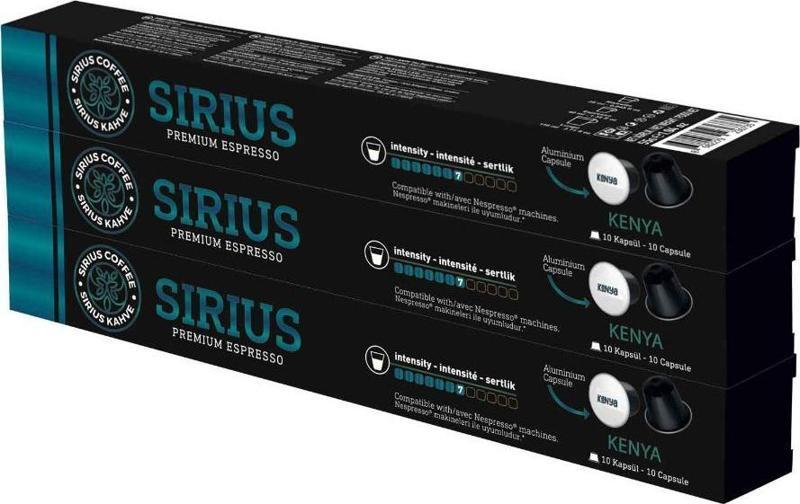 Sirius Nespresso Uyumlu Single Origin Kapsül Kahve 7 Kenya 3'lü Set (30 Kapsül)