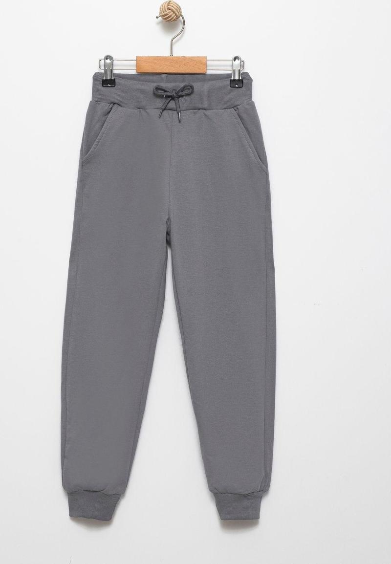 Erkek Çocuk Basic Jogger Eşofman Altı - Lastikli Paça Ve Kordonlu Bel Antrasit 4 Yaş