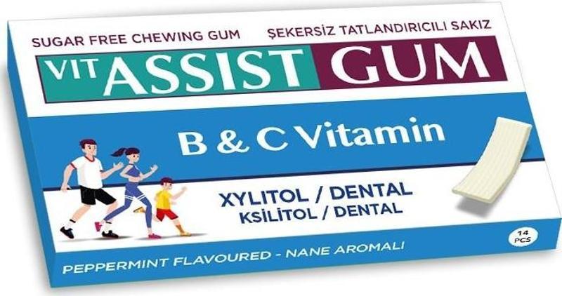 VIT ASSIST GUM VİTAMİNLİ NANE AROMALI SAKIZ 12 Lİ  İÇ ADETİ