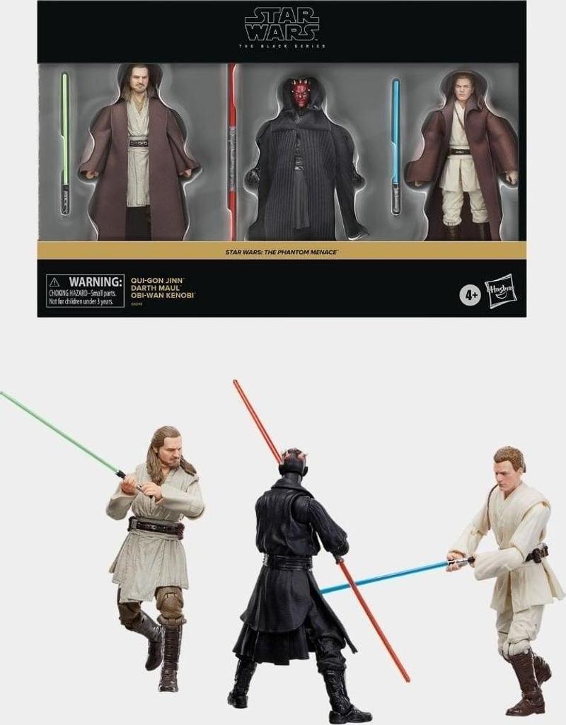 Black Series Qui-Gon Jinn, Darth Maul, Obi-Wan Kenobi (Phantom Menace) Aksiyon Figür Seti