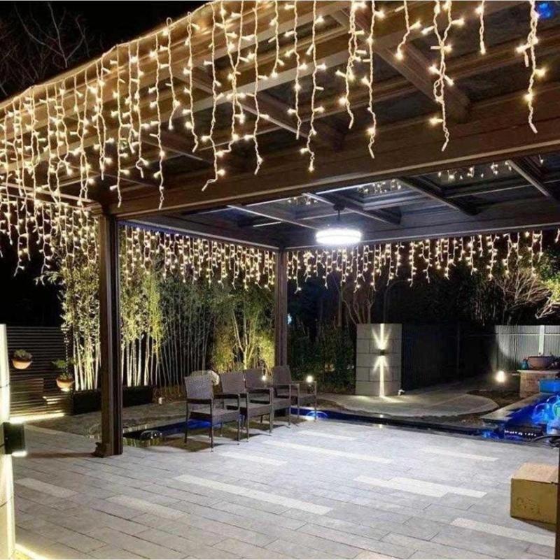 DEKOR RAMAZAN IŞIKLARI LED WARM LİGHT 4 METRE GÜN IŞIĞI SAÇAK PERDE LED IŞIK 16 DALLI SAÇAK LED IŞIK