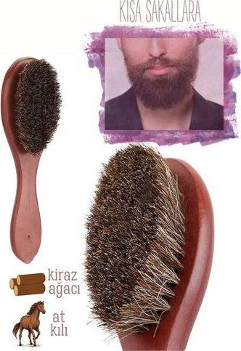 At Kılı Sakal Tarama Fırçası Kısa Sakal Bıyık Fırçası Ahşap